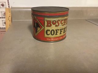 Vintage Antique Boscul 1 Lb Keywind Coffee Tin Can Rare