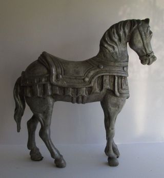 Antique 19th Century Carousel Horse Metal Sculpture Statue 26 Inches Old Equine