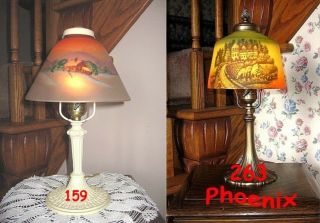 Antique Phoenix Reverse Painted Lamp - Pittsburgh Reverse Painted Boudoir Lamp
