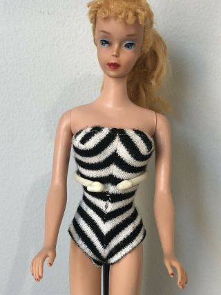 Vintage 1960’s Mattel Ponytail Barbie Doll Number 4 (?) With Stand