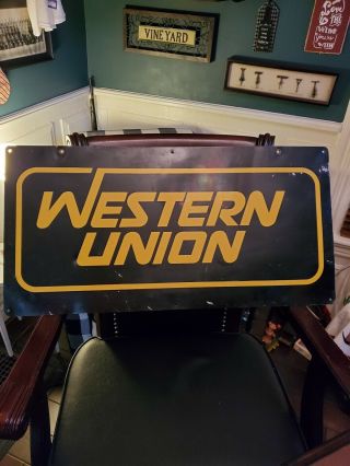 Vintage western union double sided sign 2