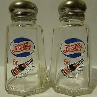 A Set Of Pepsi Cola Nickel Drink Worth A Dime Salt & Pepper Shakers