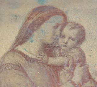 Vtg Copper Plate Etching Intaglio Printing Religious Madonna Child Catholic 25A 3