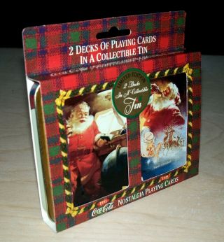 1997 Coca Cola Limited Edition Tin With 2 Decks Nostalgia Playing Cards Coke