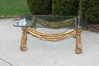 ANTIQUE ITALIAN ROMAN GREEK GOLD BRUSHED CARVED GLASS COFFEE TABLE HOLLYWOOD 2