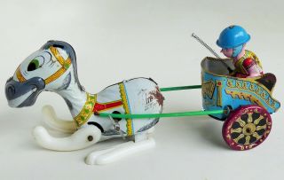 Japan Ben - Hur Trotter Tin Lithographed Mechanical Action Toy 7.  75 "