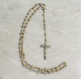 Vintage Sterling Silver Imitation Pearl Rosary Beads 18.  3grams 8 - I6308