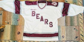 Vintage Hershey Bears Hockey Ahl Jersey Fighting Strap Size 50 Maska Ccm