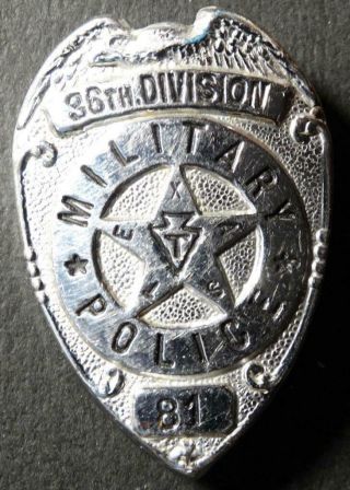 Vintage Military Police Badge 36th Division Texas