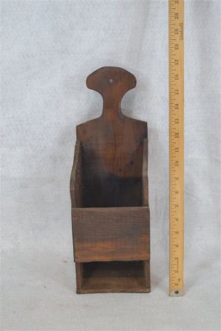 Antique Candle Pipe Box Wall Hang Early Primitive Wood Hand Made 19thc
