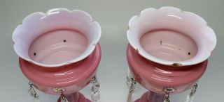 PR.  SMALL VICTORIAN PINK CASED GLASS MANTLE LUSTERS 2