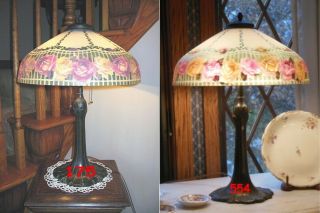 Antique Pittsburgh Reverse Painted Lamp - Signed