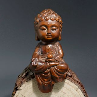 Collectable Old Boxwood Hand - Carved Little Buddha Moral Exorcism Delicate Statue