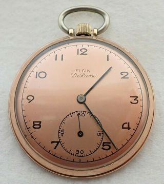 Vintage Art Deco 12s Elgin 17j 10k Rose Gold Filled Pocket Watch