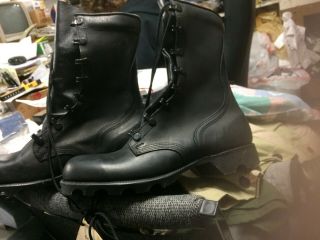 Us Military Ro - Search All Leather Speedlace Combat Boot Black 6 1/2