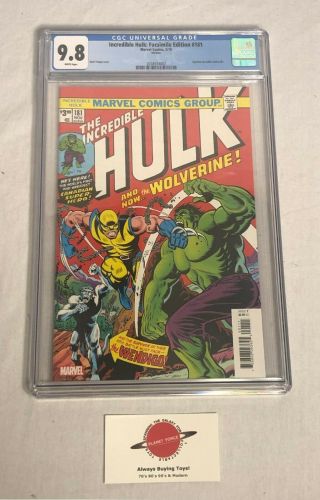 Incredible Hulk 181 Cgc 9.  8 Facsimile Edition Wolverine 1st Appearance Reprint