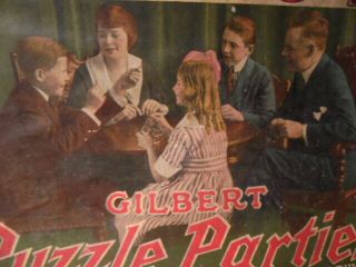 Antique 1920 ' s A C Gilbert Puzzle Parties Set Box & Instructions,  MORE 2