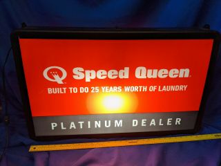 Speed Queen Washer Dryer Appliance Advertising Light Up Sign Vtg Platinum Dealer