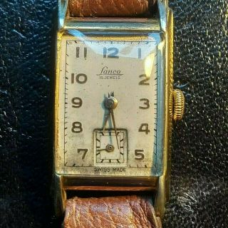 VINTAGE WATCH LANCO GOLD FILLED TRENCH WATCH CIRCA 30 - 40S IN COND 3