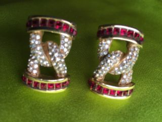 Vintage 1970’s Christian Dior Ruby Diamond Glass Earrings