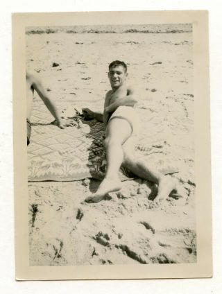 21 Vintage Photo Swimsuit Soldier Buddy Boys Men On The Beach Snapshot Gay