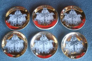 Vintage Fornasetti Milano Chariot Gold Plate Coaster Set Of 6 Saks Fifth Ave