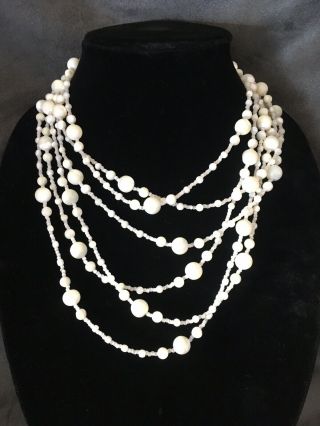 Vintage Jose & Maria Barrera Womens Mother Of Pearl Multi Strand Necklace 17”