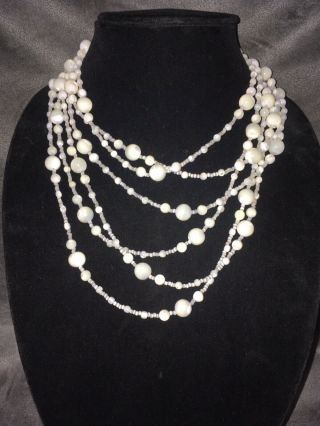 Vintage Jose & Maria Barrera Womens Mother Of Pearl Multi Strand Necklace 17” 2