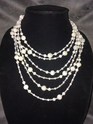 Vintage Jose & Maria Barrera Womens Mother Of Pearl Multi Strand Necklace 17” 3