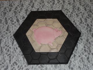 Vintage Pig Cast Iron And Ceramic Hot Plate / Trivet