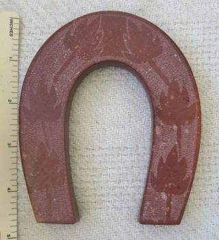 Vintage American Indian Made Catlinite Pipestone Horseshoe With Maple Leaves