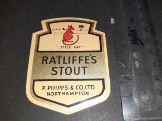 Vintage Beer Paper Label (phipps Northampton Brewery (" Little Rat " Ratcliffes Stout