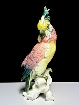 Karl Ens Volkstedt Porcelain Cockatoo Parrot 11.  25 " Windmill 1919 - 1945 Germany