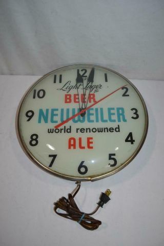 Vintage Neuweiler Light Lager Beer Advertising Pam Clock 2