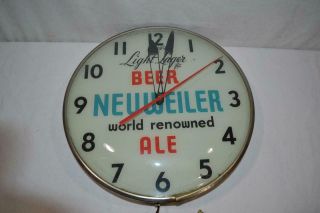 Vintage Neuweiler Light Lager Beer Advertising Pam Clock 3