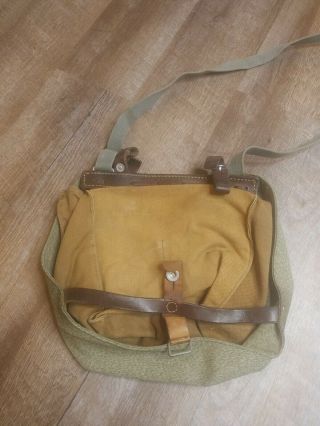 Vintage Swiss Army Military Canvas & Leather Bread Bag Saddlebag Pannier Bicycle