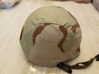 Us Military Ballistic Pasgt Combat Helmet Size M - 5 Medium Unicor W/ Desert Cover