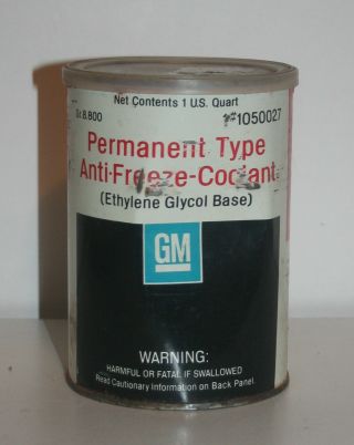 Vintage Quart Gm Anti Freeze Oil Can - Late 1960 