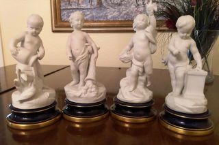4 French Antique Sevres Biscuit - Porcelain Figurines 18th C. ,  Signed Falconet