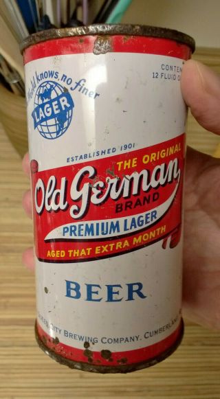 Old German Beer Flat Top Can,  " Tough Red Band Version " Cumberland,  Maryland