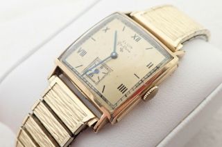 Vintage Art Deco Mens Elgin Deluxe 10k Gold Filled Wristwatch Watch