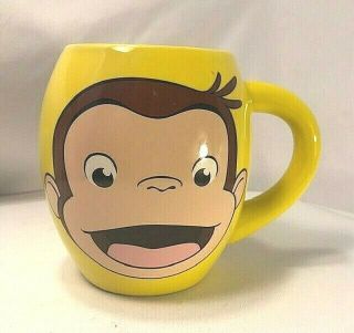 Curious George Mug Coffee Yellow Round Heavy Ceramic 2 Sided Authentic