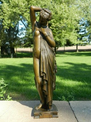 Fine Antique French Solid Bronze Sculpture Nude Draped Woman Urn 16 " Tall