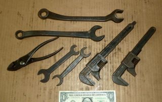 Vintage 7 Ford Script Tools,  Old Model T A Car,  Truck,  Wrenches,  Pliers,  Mechanic Use