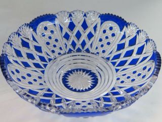 Epergne Crystal Replacement Bowl With Cobalt Highlights.  10.  75 " Diameter