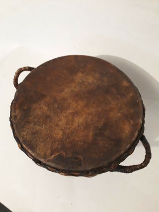 Vintage African Hand Drum Native Leather/metal.