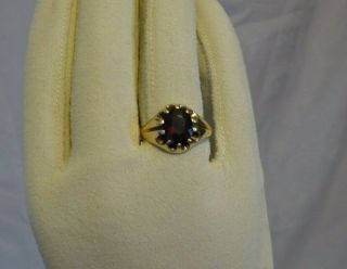 Vintage Size N 1/2 9ct Large Garnet Gold Claw Ring Hallmarked Dark Red