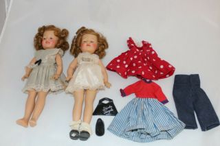 2 Vintage Ideal Shirley Temple Doll St - 12 - N Purse Shoes Dress Outfits Clothes