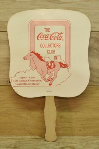 1990 Coca Cola Collector Club Hand Fan 16th Annual Convention Louisville,  Ky