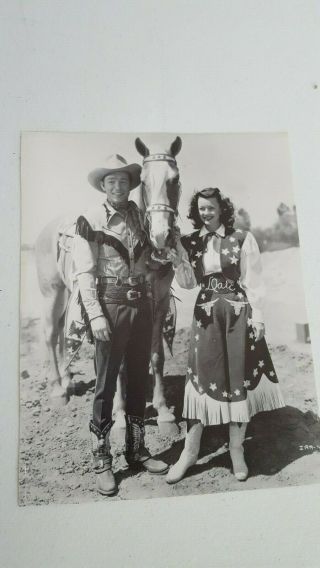 Roy Rogers Dale Evans Trigger Press Photo 8 X 10 Black And White 1713